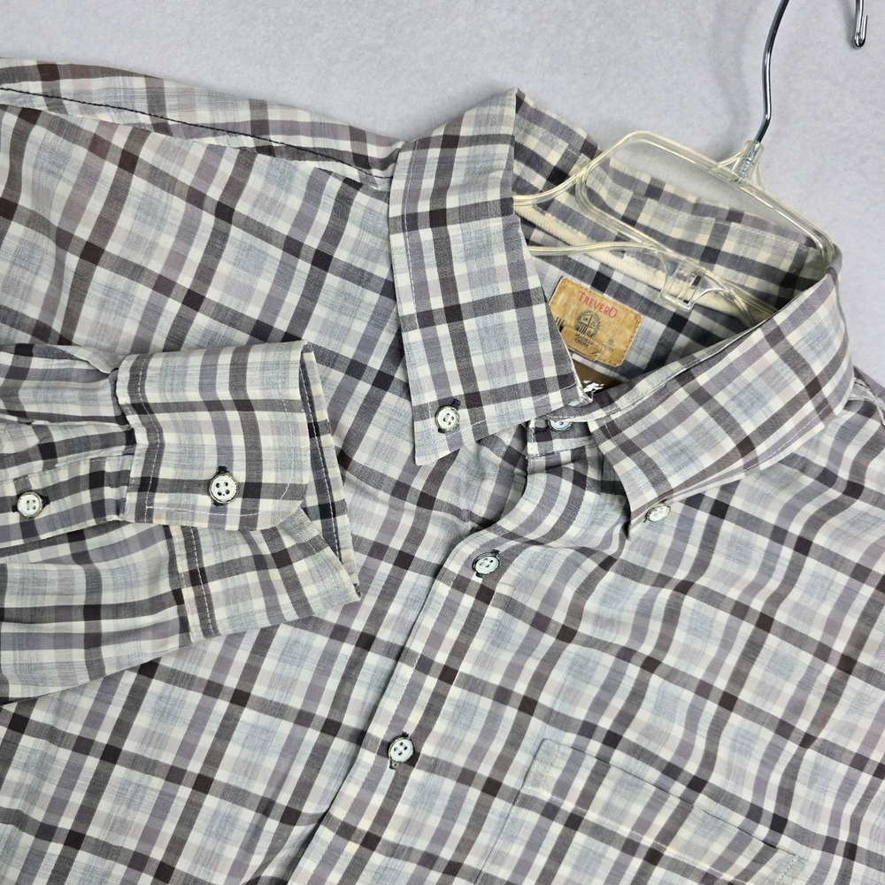 Vintage TREVERO Men Plaid Long Sleeve Button Up Shirt SZ XL western cowboy Rodeo